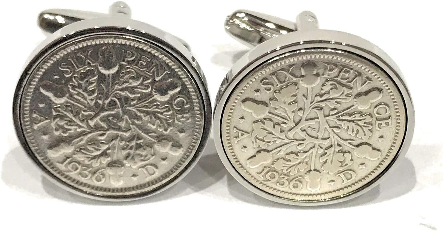 Premium 1928 Lucky sixpence cufflinks for a 92nd Birthday cufflinks