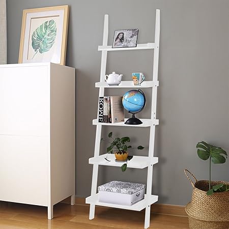 Amazon Com Colibrox White 5 Tier Bookcase Bookshelf Leaning