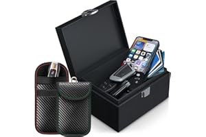 TODOXI Faraday Box for Car Keys (Extra Large Size 19 x 12 x 9 cm) with 2 Pack Faraday Pouch for Car Keys, RFID Key Fob Protector Anti Theft Faraday Bags Key Fob Signal Blocker Car Key Signal Blocking Box