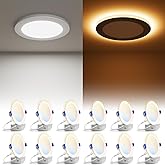 VOLISUN 12 Pack 6 Inch 5CCT Recessed Light with Night Light,Canless LED Recessed Lighting 6 inch,2700K-5000K Selectable,12W=130W,1080LM Dimmable Recessed Ceiling Wafer Lighs,ETL Certificated