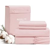BEDELITE 100% Cotton Flannel Sheets Full Size, Pink, 4 Pieces | Ultra Soft Warm Velvety, Double Brushed Flannel Bed Sheet, 16" Deep Pocket, 360&deg; Elastic and Corner Straps