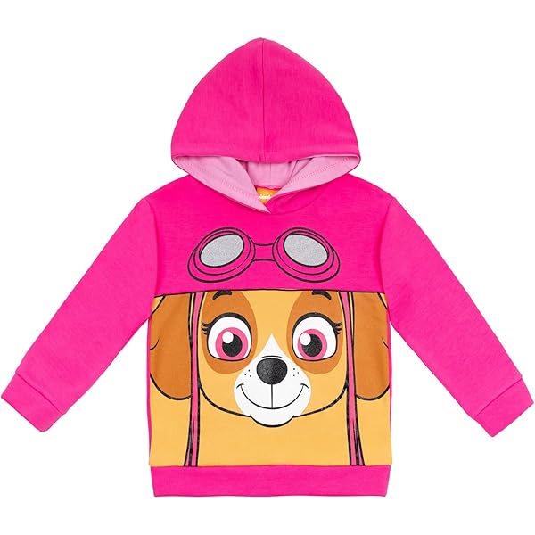 Pink Palm Puff Hoodie Kids Paw Patrol Valentine's I Love My