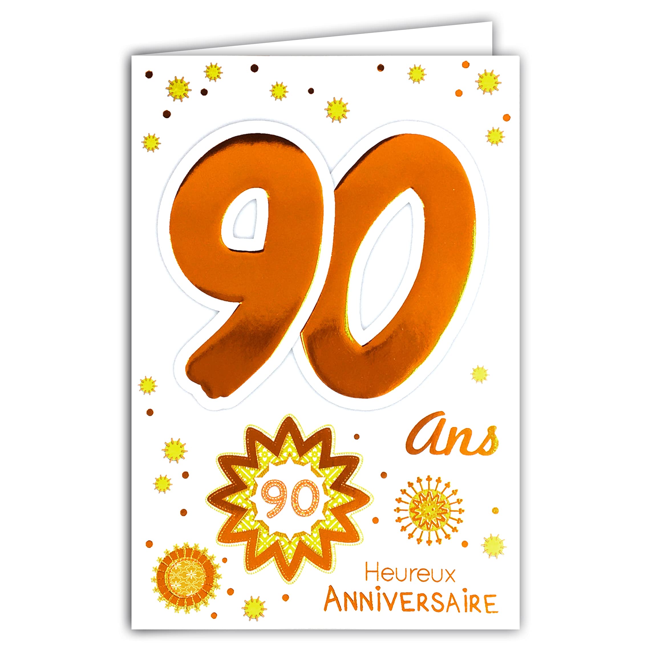 MV 69-2044 Age 90 Birthday Card Man Woman Sun Design Stars