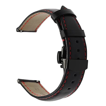 TRUMiRR Für Samsung Gear S3 Armband, 22mm Echtes Öl Leder Uhrenarmband Edelstahl Schmetterling Schnalle für Gear S3 Classic R