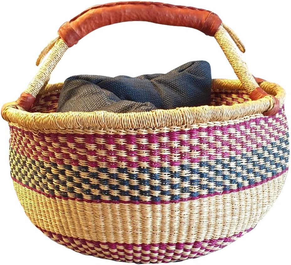 Bolga Original Africa Braided Shopping Basket Handmade Bolga Basket