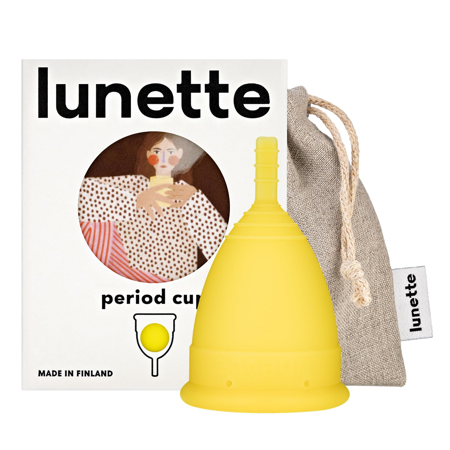 Lunette Menstrual Cup Reusable BPA Free Period Cup with 12-Hour Leak Free Comfort - Soft 100% Medical-Grade Silicone - Eco-Friendly Pad & Tampon Alternative – Vegan - Made in Finland - Size 2 Yellow