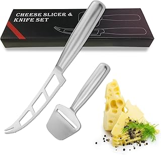 Emooqi 2 teilig aus Rostfreiem Edelstahl Professionelle Küchenmesser Set Kochmesser, Käse-Schneide & Messer Set, Käsemesser Profi Käseschneider für Weichkäse und Schnittkäse