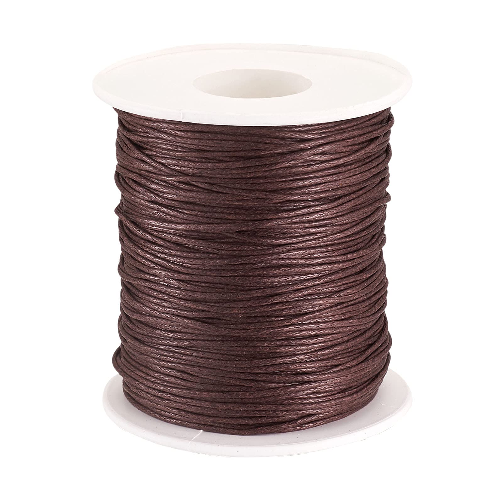 PandaHall 100 Yards/Roll Braided Cotton Cord 1mm Waxed Cotton Cord String for DIY Jewelry Making(SaddleBrown)