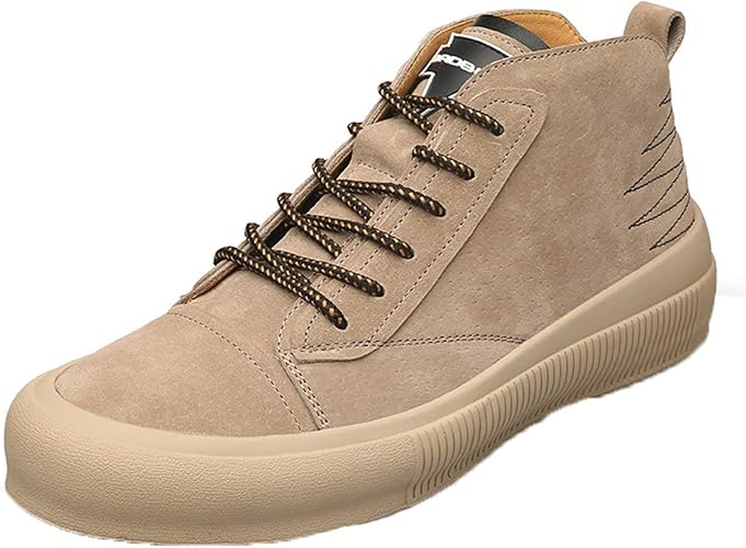 Amazon ジョイジョイ デザートブーツ メンズ ショートブーツ スエード調 レースアップシューズ 秋冬 ハイカット 防寒 レザー 短靴 カジュアル フラット 防滑 防水 雪靴 フォーマル 歩きやすい 通勤 紳士靴 カーキ 黒 ブーツ