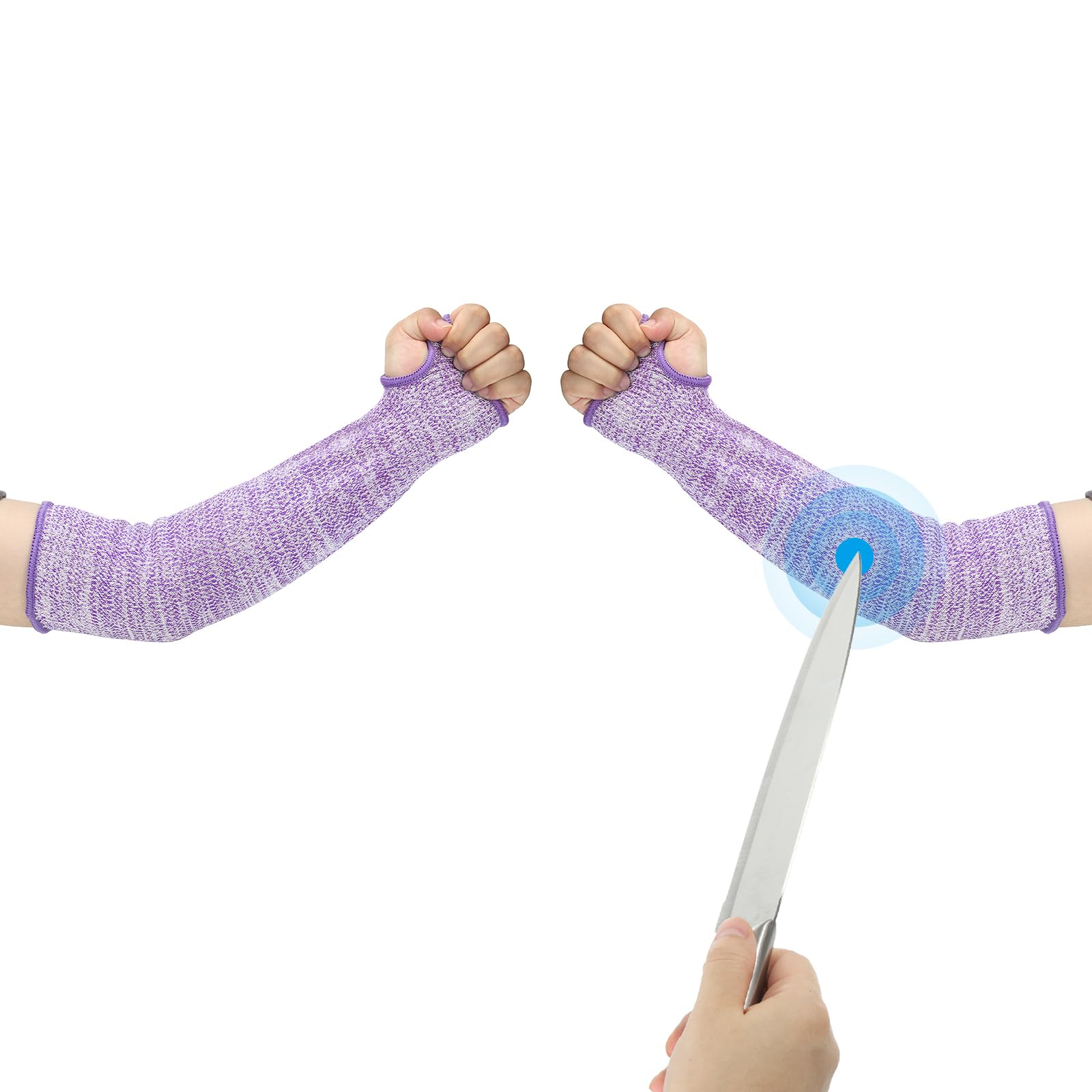 PATIKIL 18 Inch Cut Resistant Sleeve, 1Pair Arm Safety Protectors Sleeves with Thumb Hole Level 5 Protection Forearm Guard Sleeves for Thin Skin and Bruising, XL, Purple