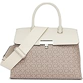Calvin Klein womens Becky Turn Lock Satchel | Turn Lock, 2 in 1, Vegan Leather, 3 Pockets