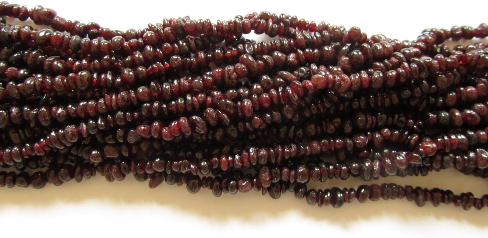 Pretty Pebbles Beads - 34" string Red Garnet Chip Beads 5mm - 8mm