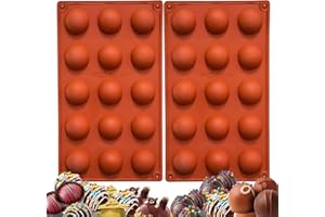 Small 15-Cavity Semi Circular Silicone Mold, 2 Packs Half Sphere Silicone Baking Molds for Making Jelly, Chocolates and Cake 