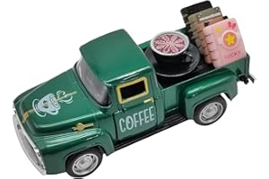 YIMIBLOSS Coffee Bar Decor Vintage Mini Metal Coffee Truck Decor with Coffee Sign and Book Accessories for Coffee Station, Farmhouse Tiered Tray Table Decorations for Home Kitchen, Office, Cafe(Green-Coffee)