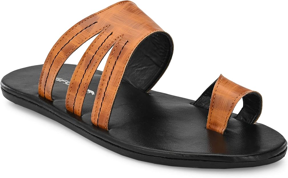 Amazon.com | Big Fox Men's Casual/Formal Paduka Style Chappals/Flip Flops, Tan - 6 | Sandals