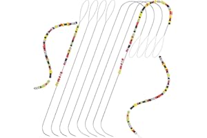 Karsspor 8 PCS Big Eye Beading Needles, 5.3 Inch Stainless Steel, Curved & Straight Handle, Suitable for Bead Spinner, String Beads, Bracelets, Necklaces