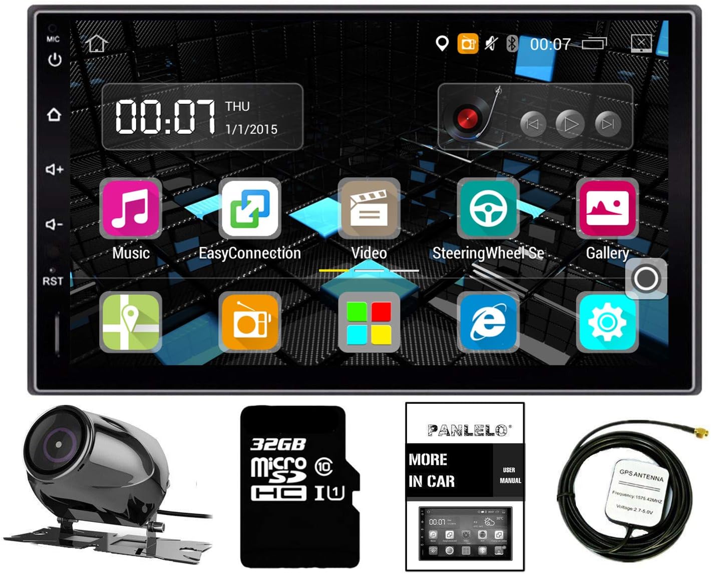 Panlelo LS09YZ32 in Dash 2 DIN 7 inch Full HD Touch Screen Head Unit Android GPS Navigation Car Stereo Quad Core Support AV Out AM/FM/RDS Radio WiFi Backup Camera