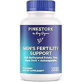 Pink Stork BlueStork Men's Fertility Support - Supports Conception for Him - Male Prenatal Vitamins with Maca Root, Ashwagandha, Folate, B12 - Sperm Heath, Drive, Motility - 60 Capsules