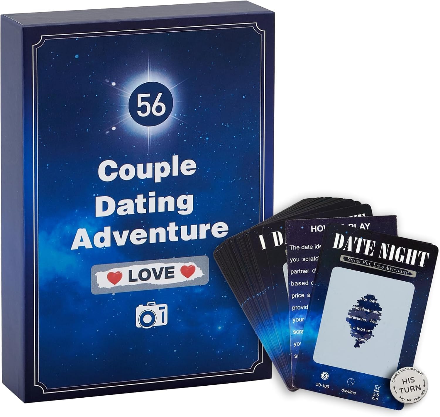 Photo 1 of 56 Romantic & Fun Scratch Off Date Night Ideas Cards - Perfect Couple Gifts for Her or Him, Couple Gifts for Boyfriend, Girlfriend, Wife, Husband, Engagement, Birthday or Anniversaries