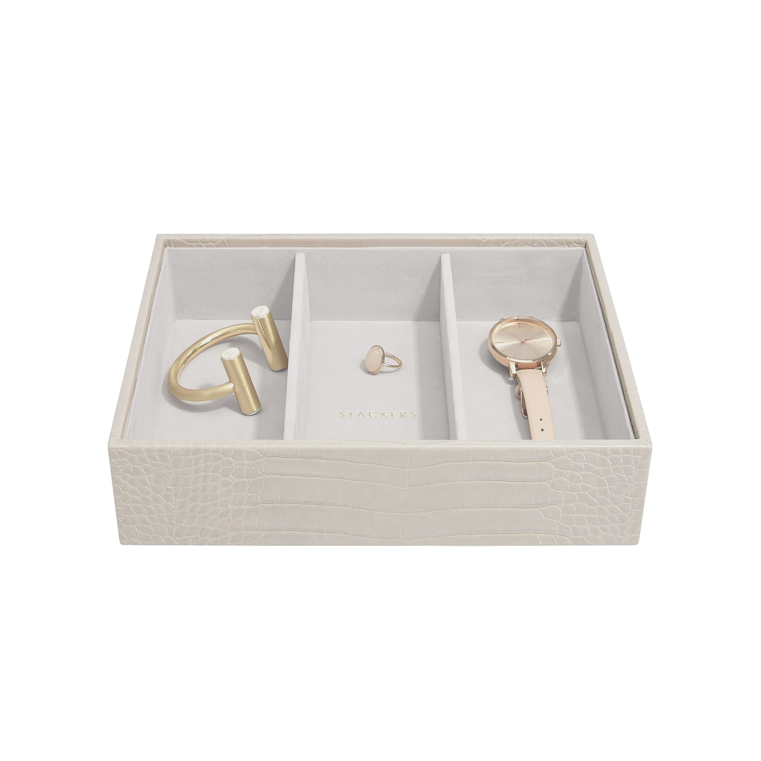 Stackers Putty Croc textured Classic Medium Jewellery Box Watch/Accessories Layer