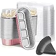 Findful Mini Loaf Baking Pans with Lids and Spoons (50 Pack, 6.8oz) Rectangle Aluminum Foil Baking Pans Tins Containers - Cup