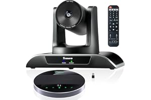 Tenveo All-in-One Conference System 3X Optical Zoom PTZ Camera with Bluetooth Speakerphone Upgraded System Audio and Video Output USB3.0/HDMI/RS485/RS232 Works with Zoom Skype Teams for Room Meeting
