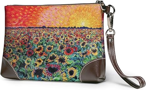Amazon Co Jp クラッチバッグ 手持ちバッグ ハンドバッグ 長財布 紳士鞄 ひまわり ペイント 本革 大容量 人気 セカンドバッグ メンズ レディース おしゃれ ビジネス ファスナー付き 高級感 着脱ベルト付き ストラップ付き ホーム キッチン