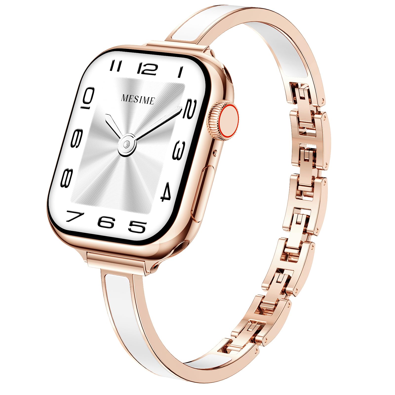 Mesime Slim Watch Band Compatible with Apple Watch Bands for Women 49mm 46mm 45mm 44mm 42mm 41mm 40mm 38mm, Jewelry Bracelet Metal Strap for iWatch Ultra 3/2/1 Series 11/10/9/8/7/6/5/4/SE/3/2/1