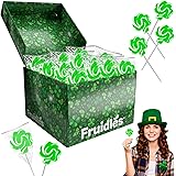 Fruidles St. Patrick's Shamrock Swirl Lollipop Green and White, Party Bag Fillers, Individually Wrapped (12-Pack)