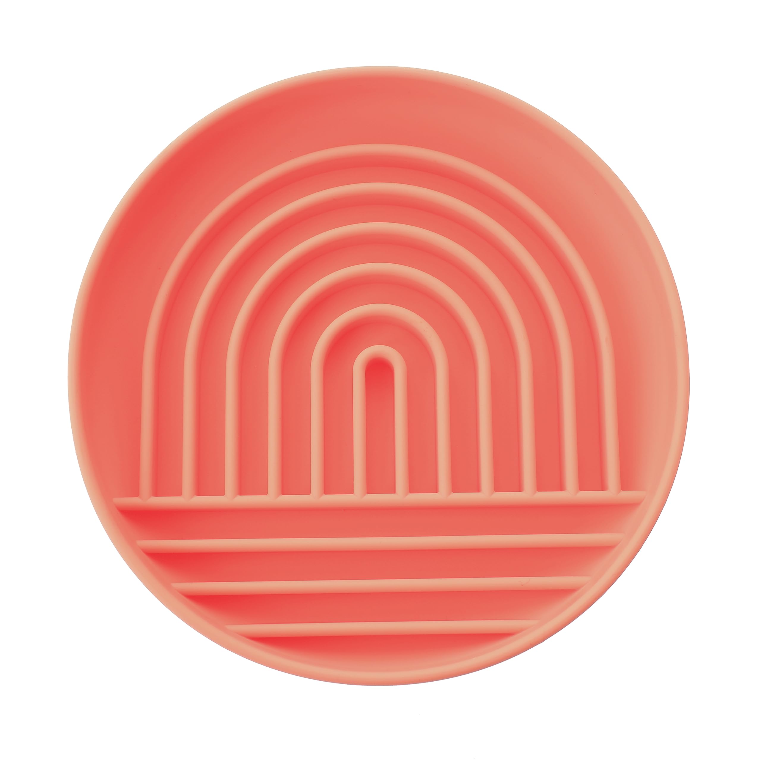 Pet wiz Silicone Slow Feeder Bowl With Suction Base (Peach)