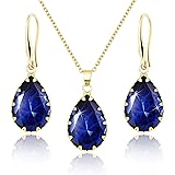 Linawe Sapphire Crystal Gold Earring Set, Blue