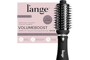 L'ANGE HAIR VolumeBoost 60mm 2-in-1 Ceramic Volumizing Brush Dryer | Fast Drying & Styling for Frizz-Free, Voluminous Blowouts | Ceramic-Coated Barrel (Black)