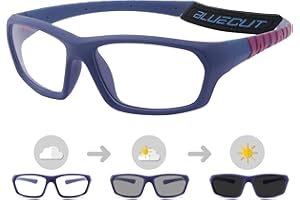 BLUE CUT Sports Protection Goggles, Photochromic Lenses Safety Glasses for Basketball, Pickleball and All Outdoor Sports