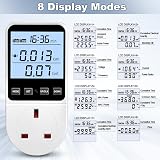 MECHEER Power Meter Electricity Usage Monitor 8 Modes with Backlight LCD view 2