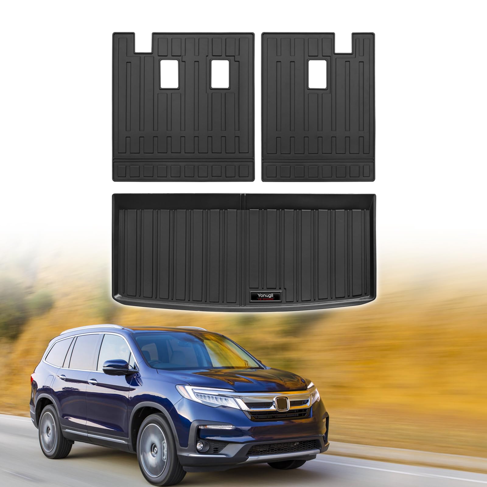 Photo 1 of Custom for 2016-2025 Honda Pilot Cargo Mats Trunk Liner and 3rd Rear Seat Backrest Mats All Weather TPE Protection Mat Accessories (for 2016-2025 Honda Pilot)