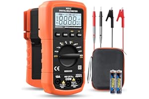 Digital Multimeter 6000 Counts with Backlight LCD Display, DC AC Volt Meter Ohm Volt Amp Tester Measures Voltage Current Resi