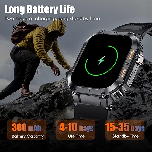 EIGIIS Military Smart Watches for Men HD Big Screen Rugged Smart  Watch (Answer/Dial Calls) Outdoor Tacti