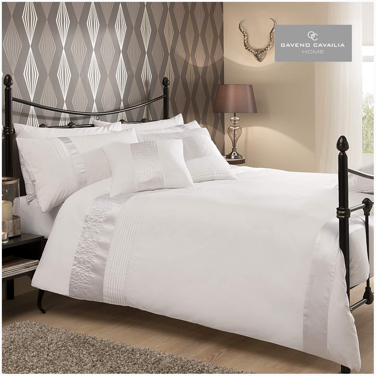 Gaveno Cavalia Signature Collection Caprice Set with Duvet Cover and Pillow Case, Polyester-Cotton, White, Single