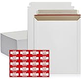 100 Pack Rigid Mailers 9x12 inches – Self Adhesive White Photo Mailers Large– Mailing Supplies for Documents, Photos, CDs, Magazines, and Literature