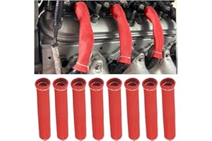 TSUGAMI Car Spark Plug Heat Shield Boots, 8PCS 6 Inch 1000° Spark Plug Protector Wire Sleeve Thermal Cover Insulator, Automot