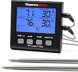 ThermoPro TP17B Digital Meat Thermometer Dual Probes Timer Backlit LCD view 1