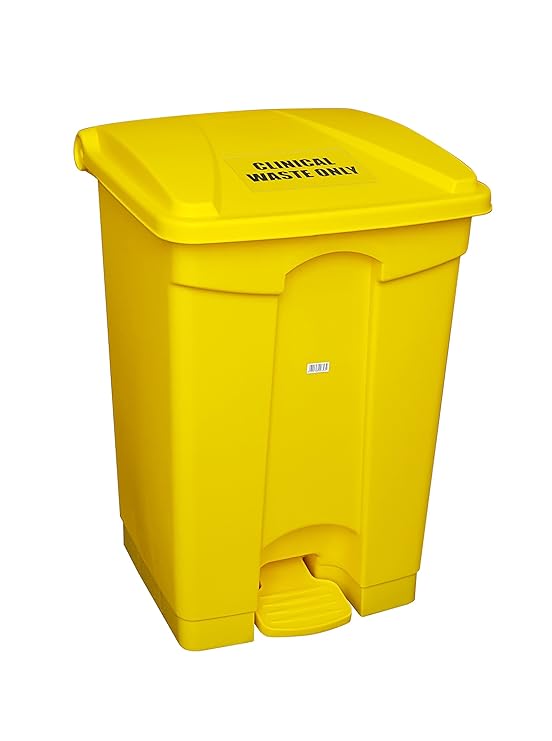 70 Litre Yellow Medical Clinical Waste Peddle Bin Plastic By Chabrias