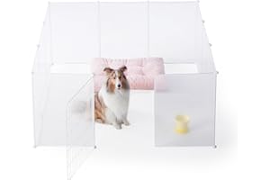 allisandro Clear Small Pet Playpen, Transparent Pet Pen for Home, Foldable Divider Fence for Guinea Pigs, Bunny, Rabbit, Turtle, Hamster, Ferret, Rat, 12 Panels, 27.5" H (with Door)