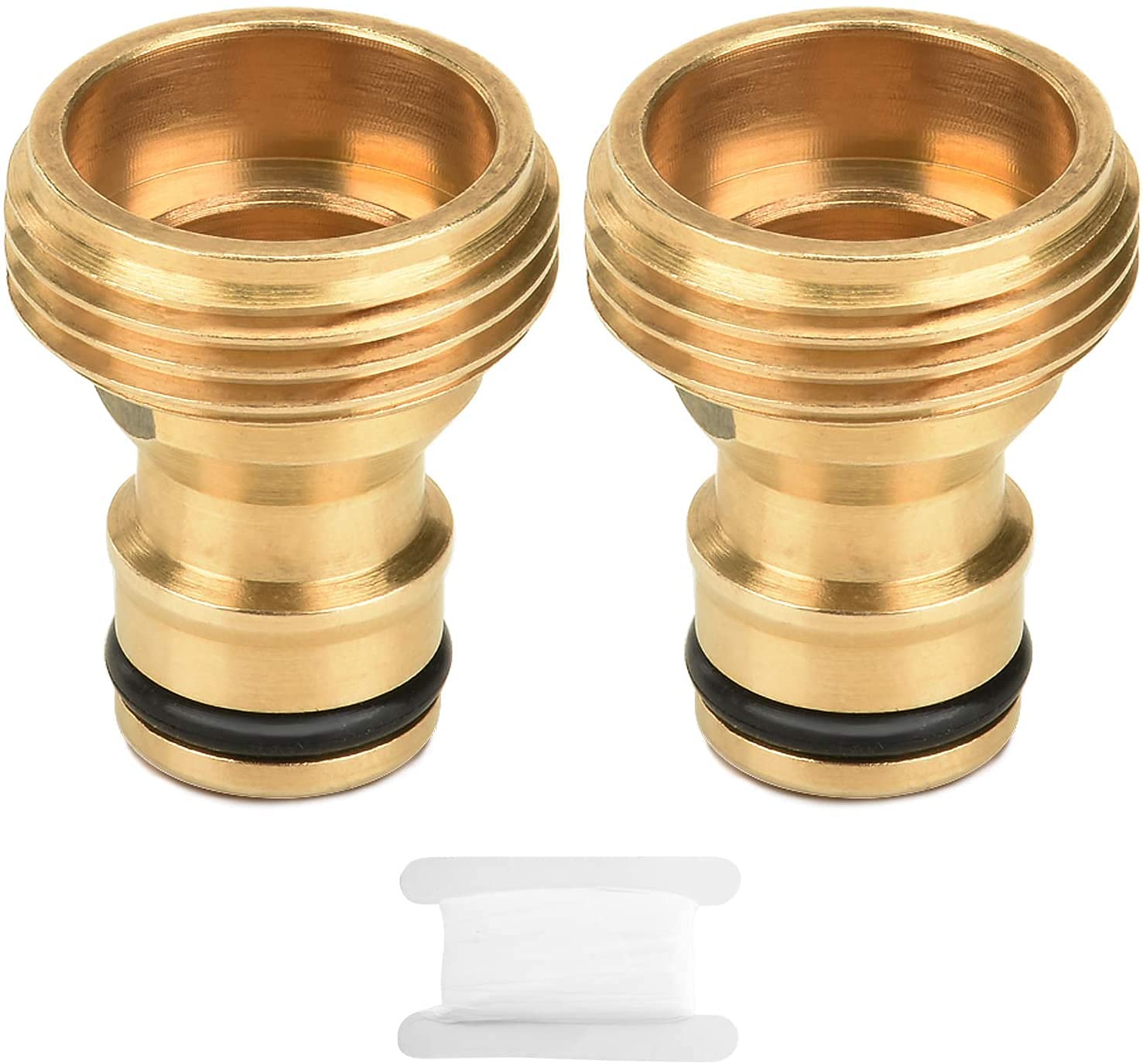 Sukudon 2 Pack Garden Hose Tap Connector-40 * 25mm-Brass Female Threaded Tap Connector for Hosepipe, Threaded Faucet Adapter