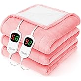 Homemate Electric Heated Blanket Queen - 84"x90" Heating Bed Blankets Throw with 10 Heating Levels 8 Hours Auto Off Fast Heating Over-Heated Protection Ultra Soft Warm Flannel ETL Certified Pink