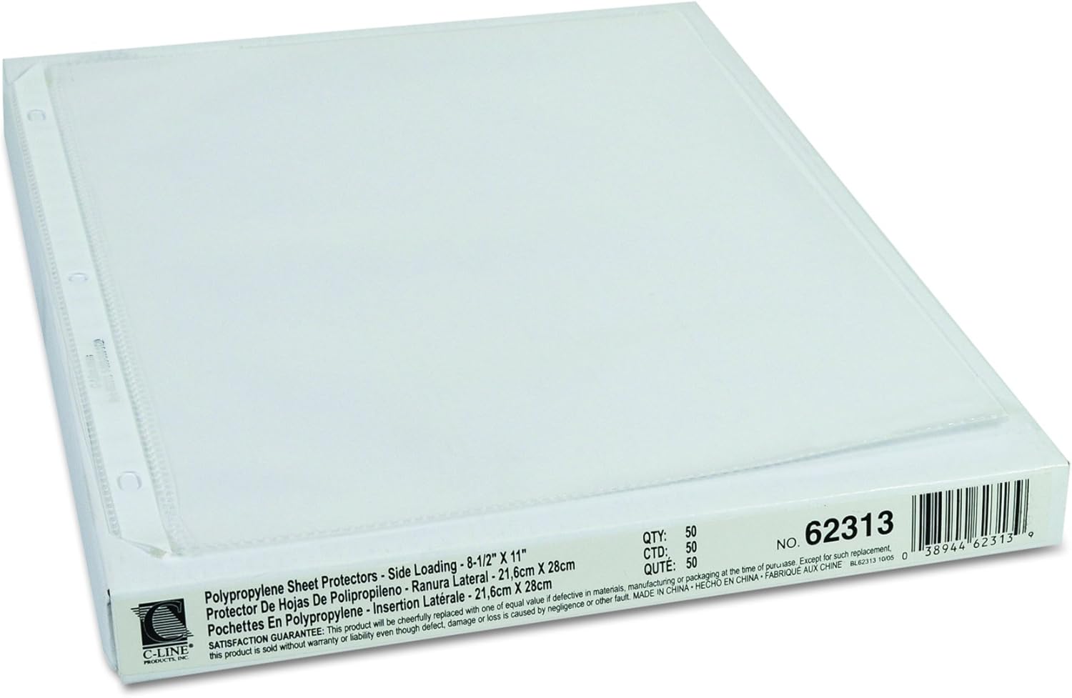 C-Line Side Loading Heavyweight Polypropylene Sheet Protector, Clear, 11 x 8-1/2 Inches, Box of 50 (62313) : Office Products
