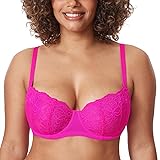 DELIMIRA Women's Balconette Lace Bra Plus Size Sexy