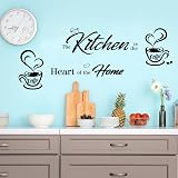 BETESSIN Black Kitchen Wall Art Stickers 'Heart of Home' & Coffee Cups Decals view 5