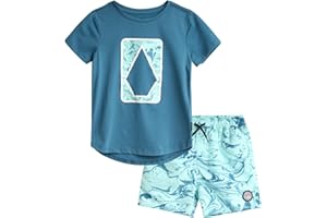 Volcom Boys' Bathing Suit Set - 2 Piece Short Sleeve T-Shirt and Boardshorts Swimsuit Trunks - Swimwear Set for Boys (2T-7)
