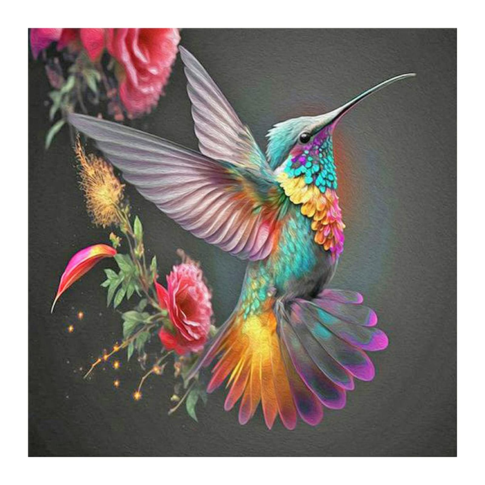 Stalente Diamond Painting Kits for Adults, 5D DIY Diamond Art Kits for Beginners Round Full Drill Diamond Painting for Home Wall Decoration Gift 30x30cm Hummingbird